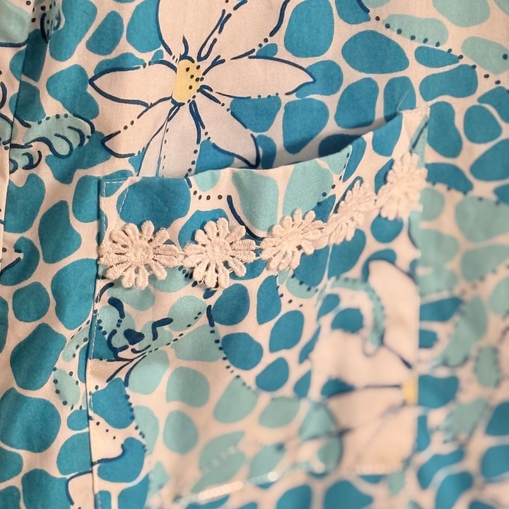 Lilly Pulitzer Aqua & White Floral Casual Sundress - Picture 6 of 12
